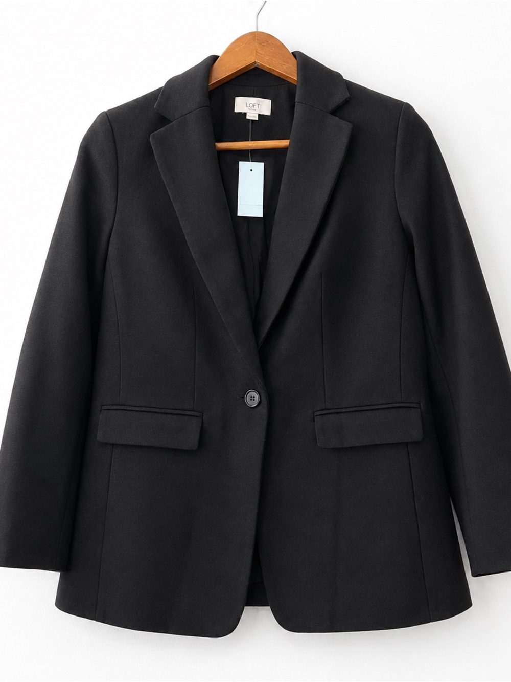 LOFT Black Brushed Herringbone Winter Blazer Peacoat Jacket Size 4 Petite NWT